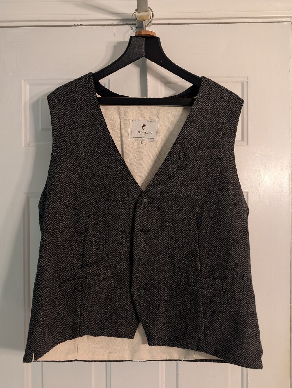 Men's Charcoal Herringbone Vest Lee Valley Ireland XXL
